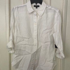 Lord & Taylor Petite Medium White 100% Linen